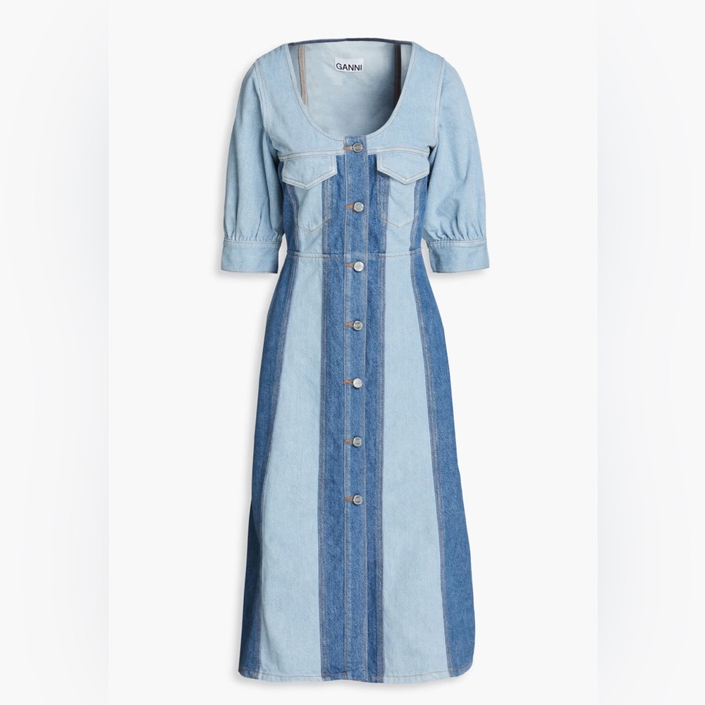 Ganni denim patchwork dress size US8 EU40